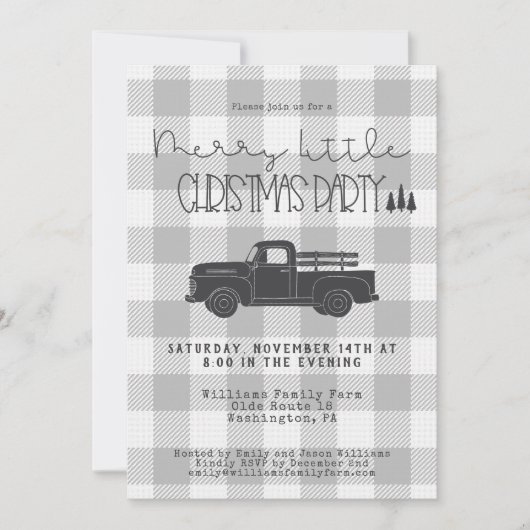 Boerderij  Truck Christmas Party Kaart (Voorkant)
