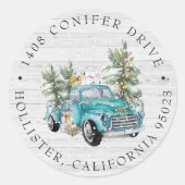 Boerderij Truck | Kerst Adreslabel Ronde Sticker (Voorkant)