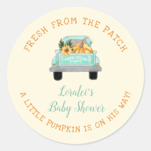  Boerderij Truck Pumpkin On Way Herfst Baby shower Ronde Sticker
