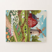 Boerderij Tuin en Windmolen Met Naam Legpuzzel (Horizontaal)