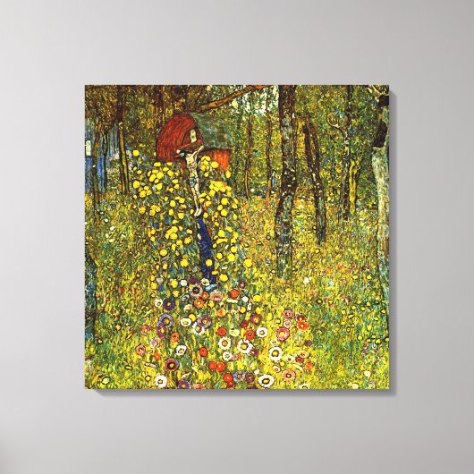 Boerderij tuin met Crucifix door Gustav Klimt Canvas Afdruk (Voorkant)