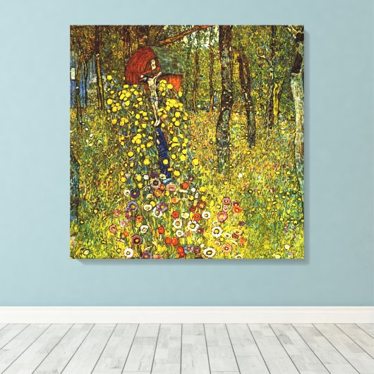 Boerderij tuin met Crucifix door Gustav Klimt Canvas Afdruk (Insitu (Houten vloer))