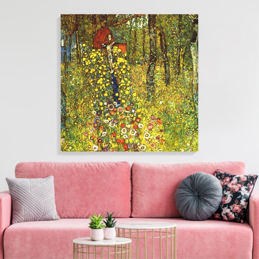 Boerderij tuin met Crucifix door Gustav Klimt Canvas Afdruk (Insitu (Woonkamer))