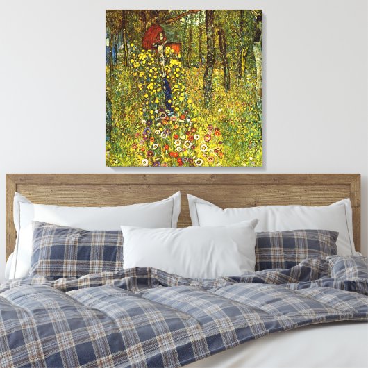 Boerderij tuin met Crucifix door Gustav Klimt Canvas Afdruk (Insitu (Slaapkamer))