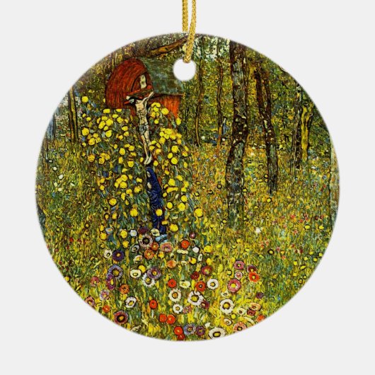 Boerderij tuin met Crucifix door Gustav Klimt Keramisch Ornament (Voorkant)