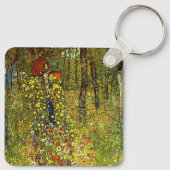 Boerderij tuin met Crucifix door Gustav Klimt Sleutelhanger (Achterkant)