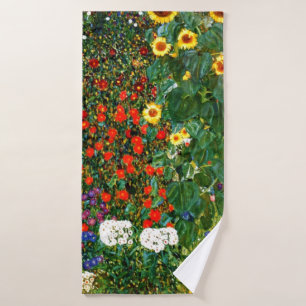 Boerderij tuin met zonnebloemen door Gustav Klimt Badhanddoek