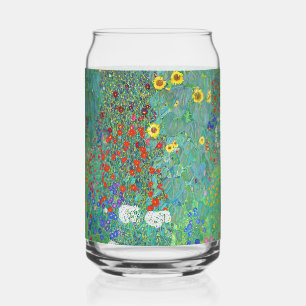 Boerderij tuin met zonnebloemen door Gustav Klimt Blikvorm Glas