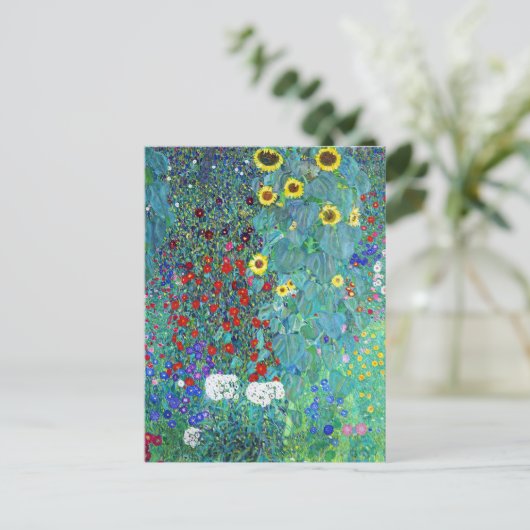 Boerderij tuin met zonnebloemen door Gustav Klimt Briefkaart (Staand voorkant)