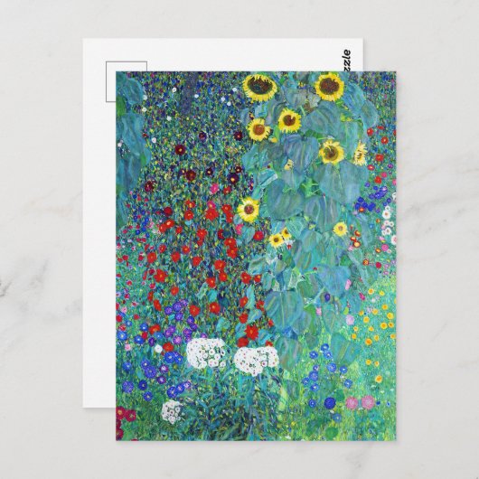 Boerderij tuin met zonnebloemen door Gustav Klimt Briefkaart (Voorkant / Achterkant)