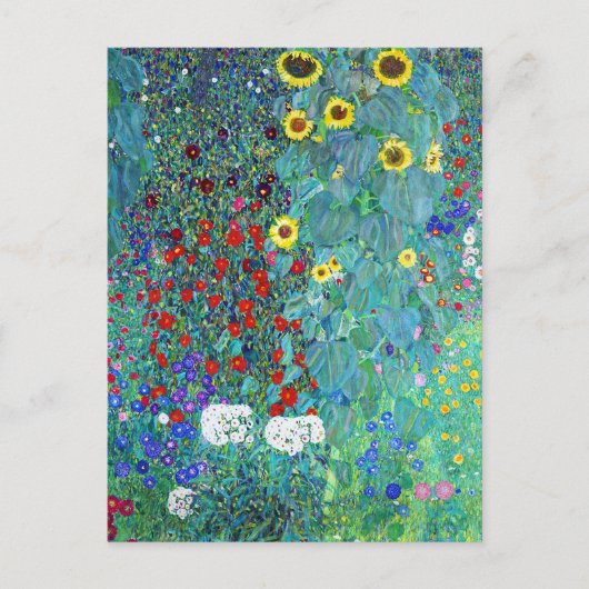 Boerderij tuin met zonnebloemen door Gustav Klimt Briefkaart (Voorkant)