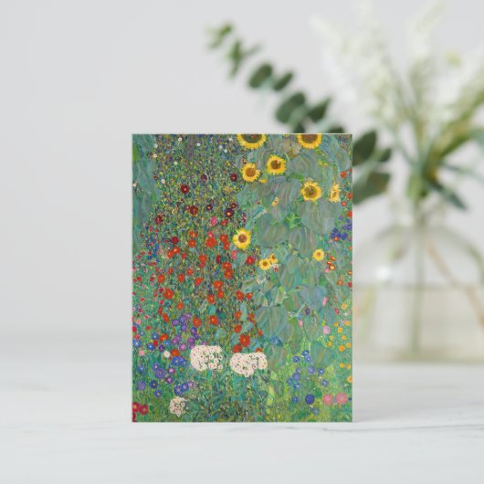 Boerderij tuin met zonnebloemen door Gustav Klimt Briefkaart (Staand voorkant)
