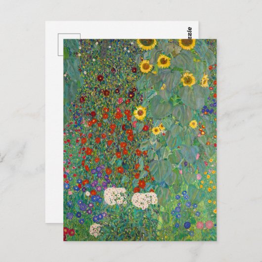 Boerderij tuin met zonnebloemen door Gustav Klimt Briefkaart (Voorkant / Achterkant)