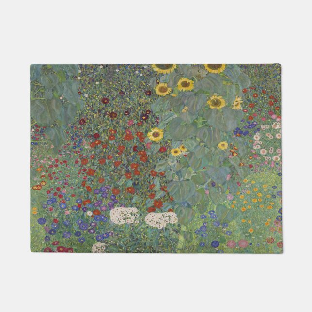 Boerderij tuin met zonnebloemen door Gustav Klimt Deurmat (Voorkant)