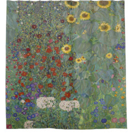 Boerderij tuin met zonnebloemen door Gustav Klimt Douchegordijn