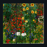 Boerderij tuin met zonnebloemen door Gustav Klimt Drieluik<br><div class="desc">Boerderij tuin met zonnebloemen,  mooi kunstschilderij van Gustav Klimt</div>