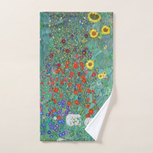 Boerderij tuin met zonnebloemen door Gustav Klimt Handdoek (Handdoek)