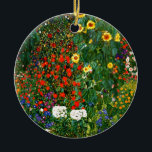 Boerderij tuin met zonnebloemen door Gustav Klimt Keramisch Ornament<br><div class="desc">Boerderij tuin met zonnebloemen,  beroemd schilderij van Gustav Klimt</div>