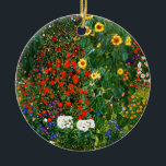 Boerderij tuin met zonnebloemen door Gustav Klimt Keramisch Ornament<br><div class="desc">Boerderij tuin met zonnebloemen,  beroemd schilderij van Gustav Klimt</div>