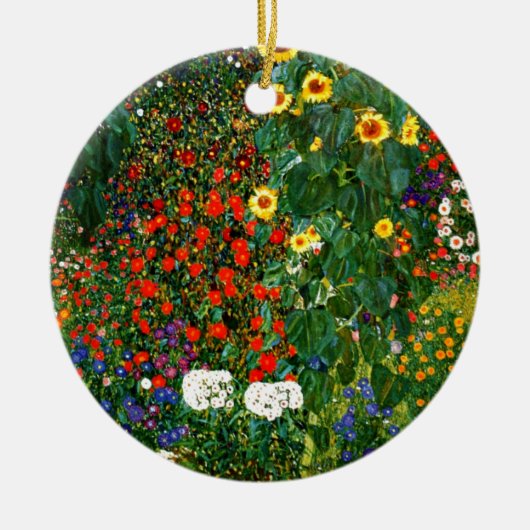 Boerderij tuin met zonnebloemen door Gustav Klimt Keramisch Ornament (Voorkant)