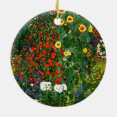 Boerderij tuin met zonnebloemen door Gustav Klimt Keramisch Ornament (Achterkant)