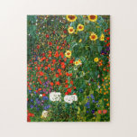 Boerderij tuin met zonnebloemen door Gustav Klimt Legpuzzel<br><div class="desc">Boerderij tuin met zonnebloemen,  mooi kunstschilderij van Gustav Klimt</div>