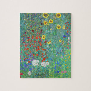 Boerderij tuin met zonnebloemen door Gustav Klimt Legpuzzel