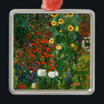 Boerderij tuin met zonnebloemen door Gustav Klimt Metalen Ornament<br><div class="desc">Boerderij tuin met zonnebloemen,  beroemd schilderij van Gustav Klimt</div>