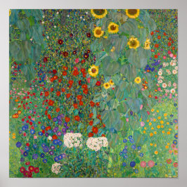 Boerderij tuin met zonnebloemen door Gustav Klimt Poster
