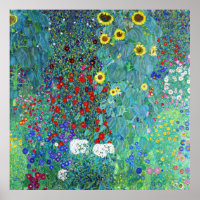 Boerderij tuin met zonnebloemen door Gustav Klimt