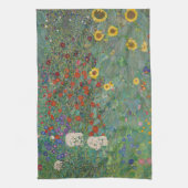 Boerderij tuin met zonnebloemen door Gustav Klimt Theedoek (Verticaal)