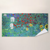 Boerderij tuin met zonnebloemen, Gustav Klimt Badhanddoek (Badhanddoek)