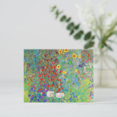 Boerderij tuin met zonnebloemen Gustav Klimt Briefkaart (Staand voorkant)