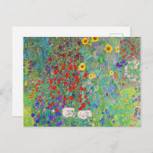 Boerderij tuin met zonnebloemen Gustav Klimt Briefkaart (Voorkant / Achterkant)