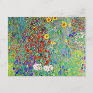 Boerderij tuin met zonnebloemen Gustav Klimt Briefkaart
