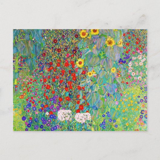 Boerderij tuin met zonnebloemen Gustav Klimt Briefkaart (Voorkant)