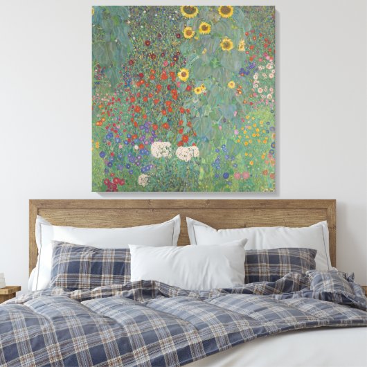Boerderij tuin met zonnebloemen - Gustav Klimt Canvas Afdruk (Insitu (Slaapkamer))