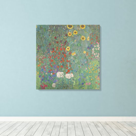 Boerderij tuin met zonnebloemen - Gustav Klimt Canvas Afdruk (Insitu (Houten vloer))