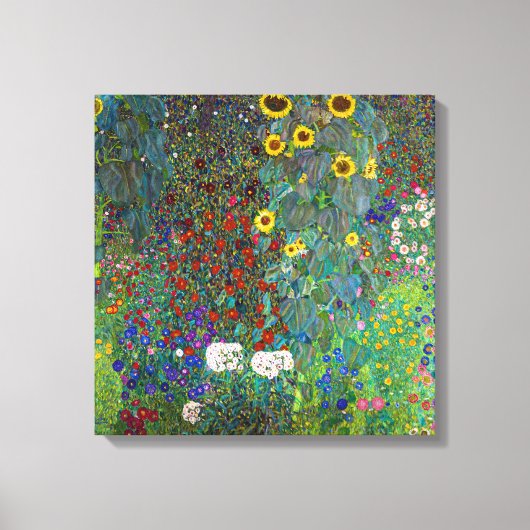 Boerderij tuin met zonnebloemen | Gustav Klimt | Canvas Afdruk (Voorkant)