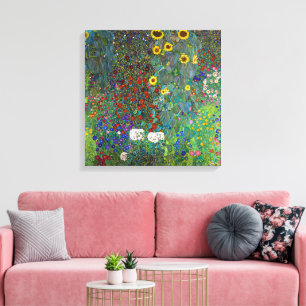 Boerderij tuin met zonnebloemen   Gustav Klimt   Canvas Afdruk