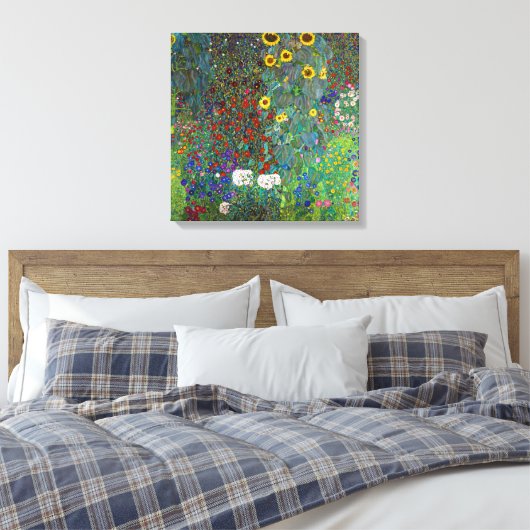 Boerderij tuin met zonnebloemen | Gustav Klimt | Canvas Afdruk (Insitu (Slaapkamer))