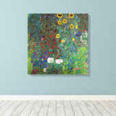 Boerderij tuin met zonnebloemen | Gustav Klimt | Canvas Afdruk (Insitu (Houten vloer))