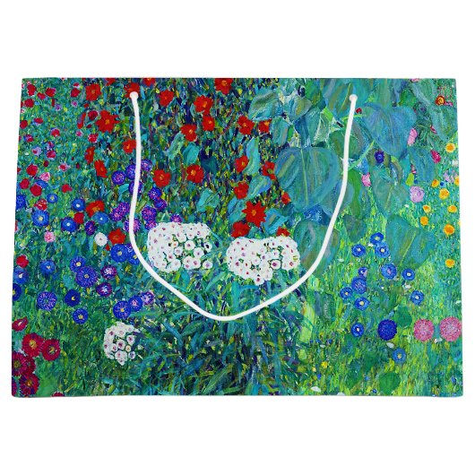 Boerderij tuin met zonnebloemen, Gustav Klimt Larg Groot Cadeauzakje (Voorkant)