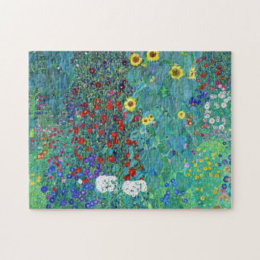 Boerderij tuin met zonnebloemen, Gustav Klimt Legpuzzel (Horizontaal)