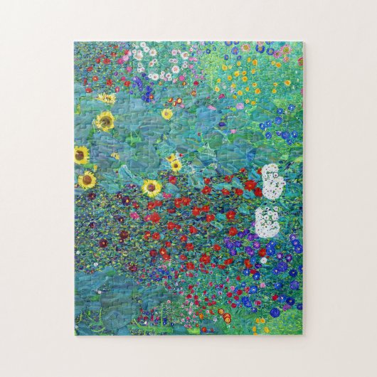 Boerderij tuin met zonnebloemen, Gustav Klimt Legpuzzel (Verticaal)