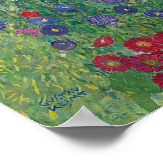  Boerderij tuin met zonnebloemen, Gustav Klimt Poster (Hoek)