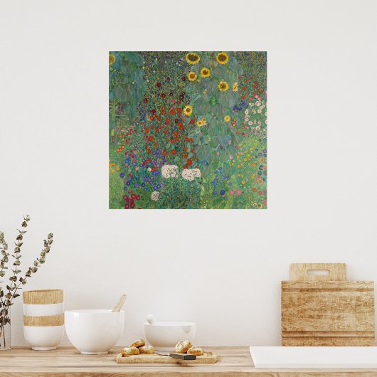  Boerderij tuin met zonnebloemen, Gustav Klimt Poster (Keuken)
