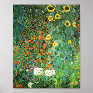 Boerderij tuin met zonnebloemen Gustav Klimt Poster