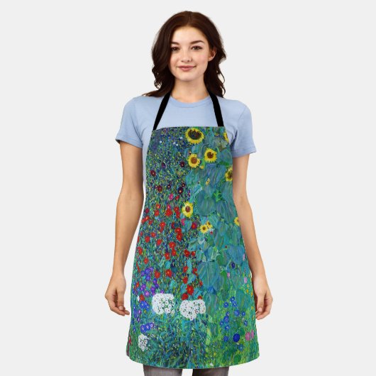 Boerderij tuin met zonnebloemen, Gustav Klimt Schort (Gedragen)