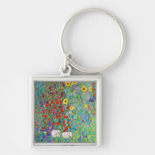 Boerderij tuin met zonnebloemen Gustav Klimt Sleutelhanger (Voorkant)